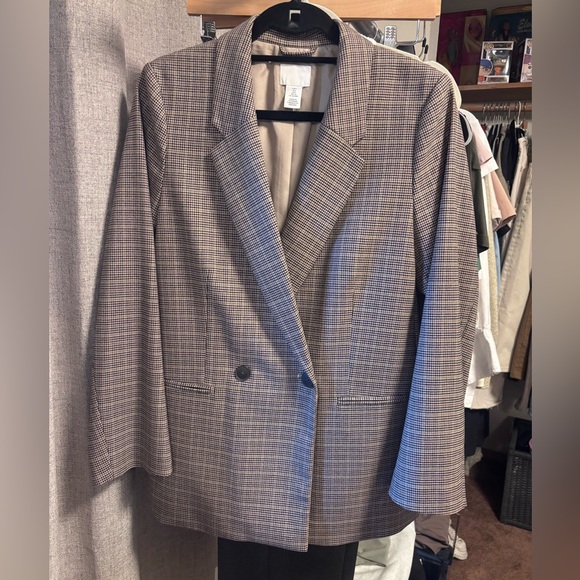 H&M Tan Houndstooth Blazer | Small - Picture 2 of 5